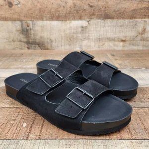 Torrid Double Band Slide Women Sz 8.5 WW Extra Wide Black Sandals Casual